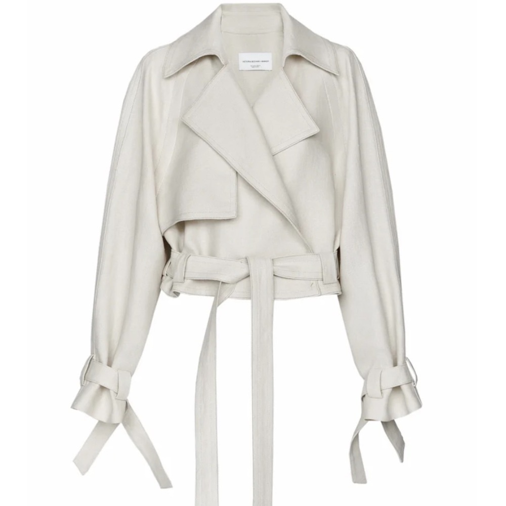 Victoria Beckham for Mango Linen Cropped Trench Sz Medium